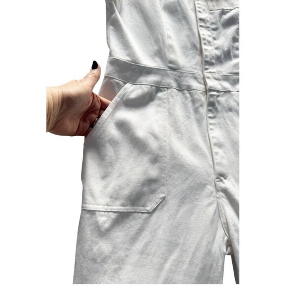 ATWYLD Women's Sz L Mechanic Style Off White  Utility Pockets Overalls Jumpsuit - Picture 9 of 11